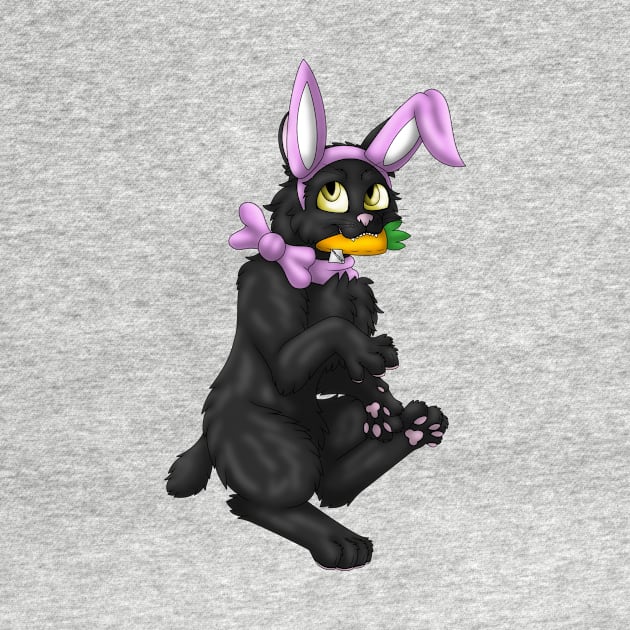 Bobtail BunnyCat: Black (Pink) by spyroid101